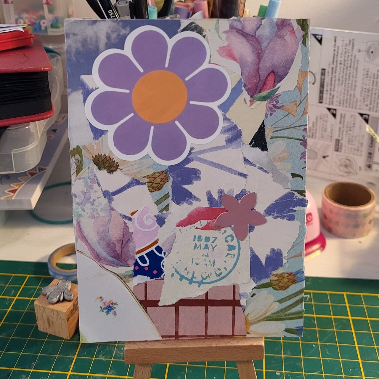 Original Collage "Purple Flower"